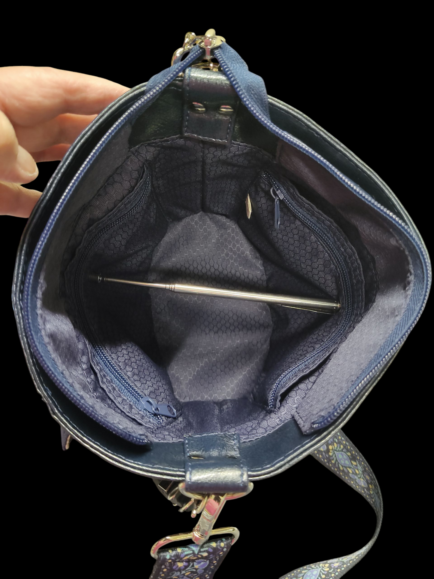 Baby Belle Handbag in gray/navy/ floral