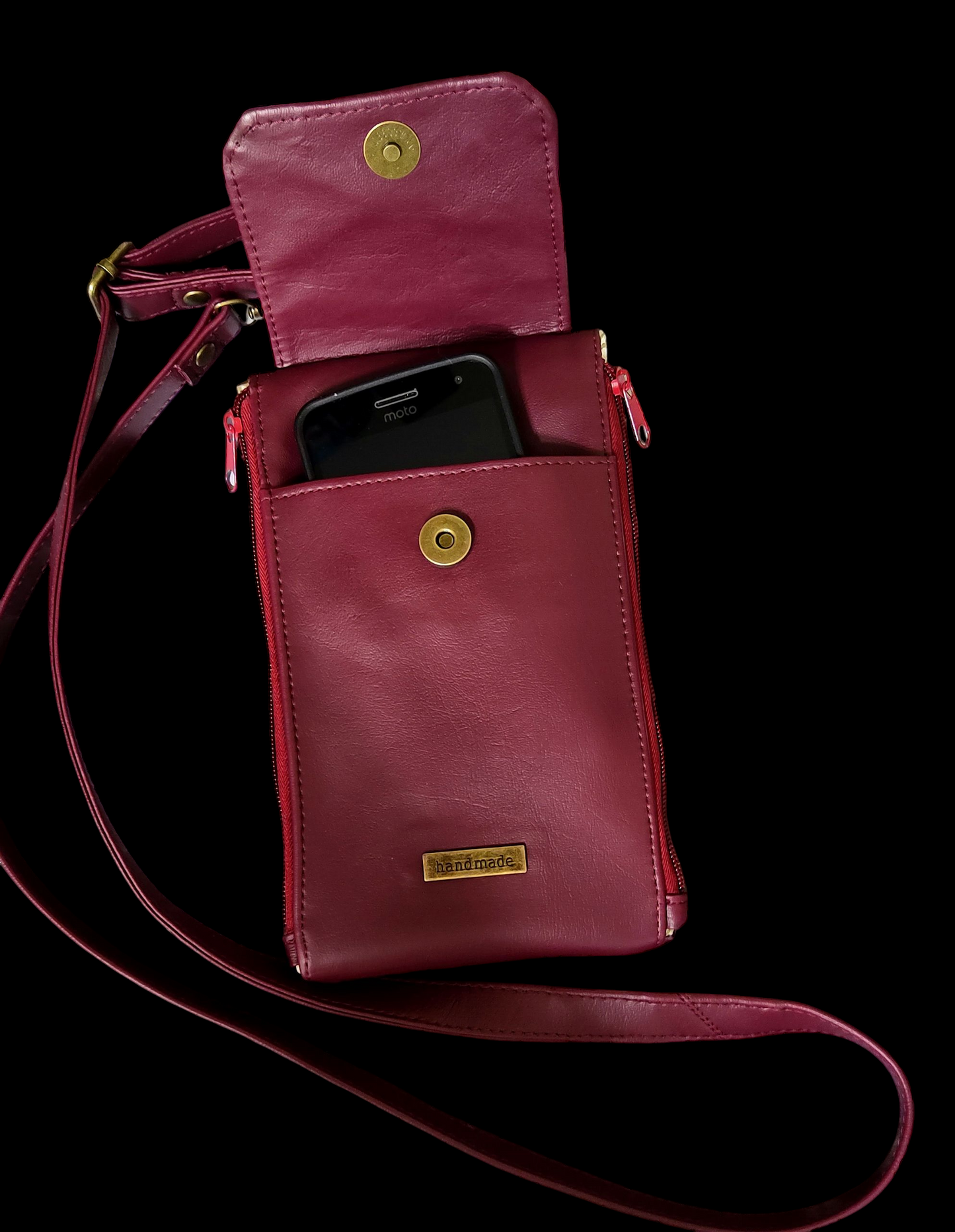 Crossbody Cell Phone Wallet in Burgundy Wine