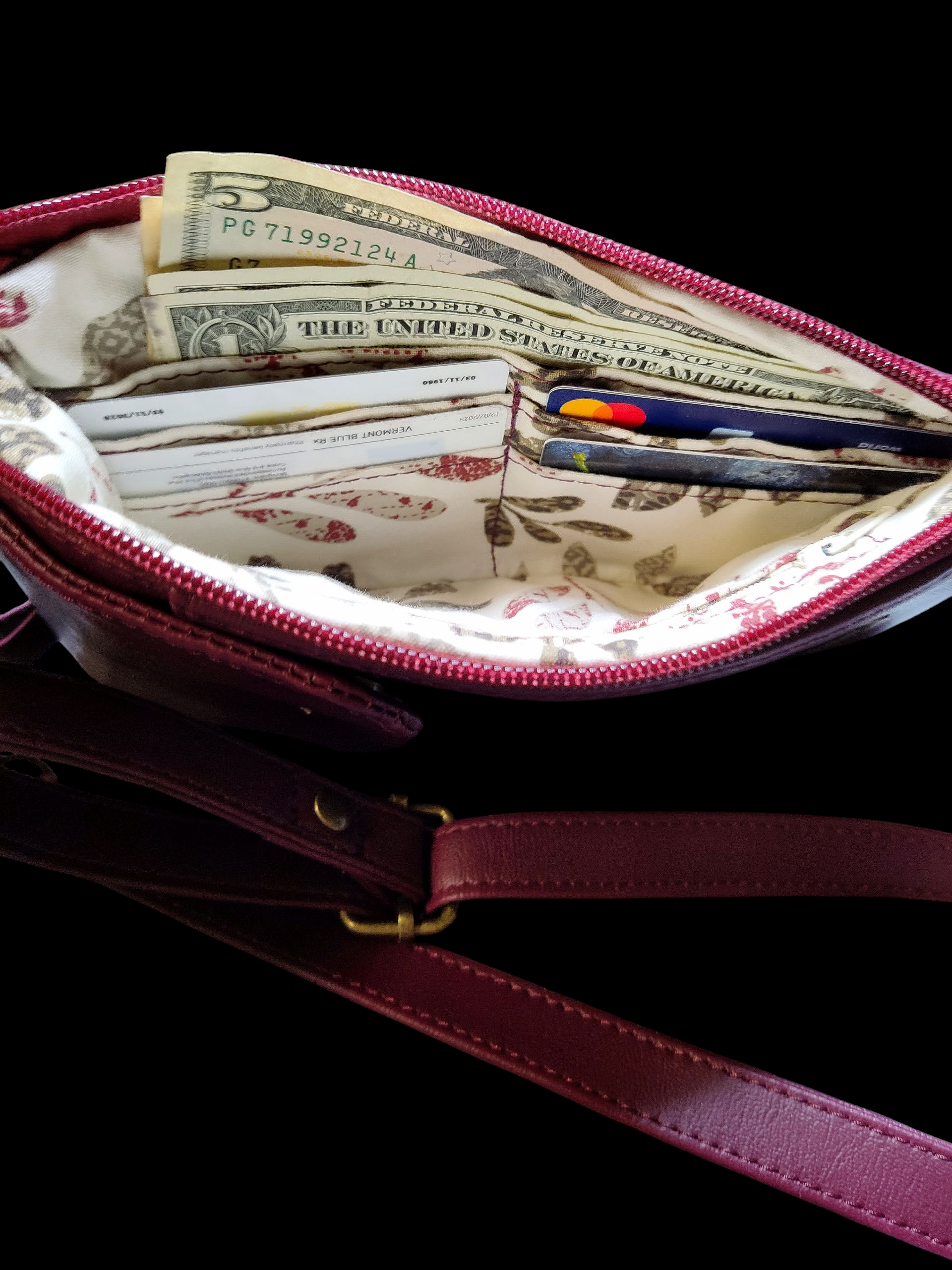 Crossbody Cell Phone Wallet in Burgundy Wine