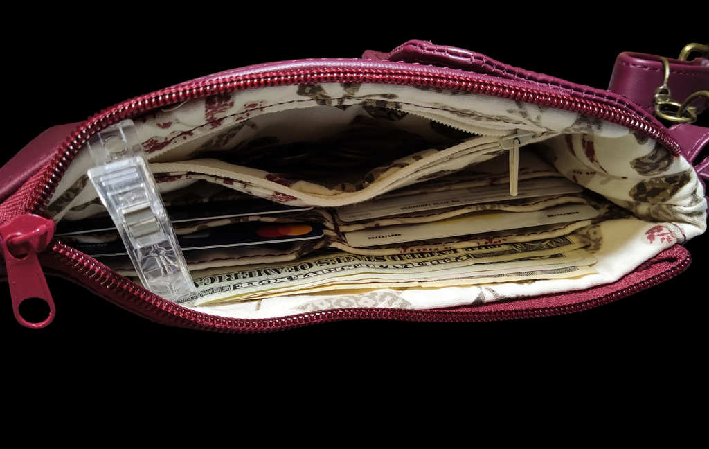 Crossbody Cell Phone Wallet in Burgundy Wine