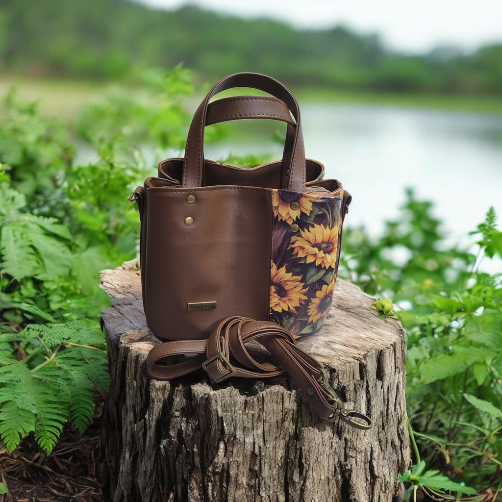 Soraya Divider Handbag - Dew Kissed Sunflowers