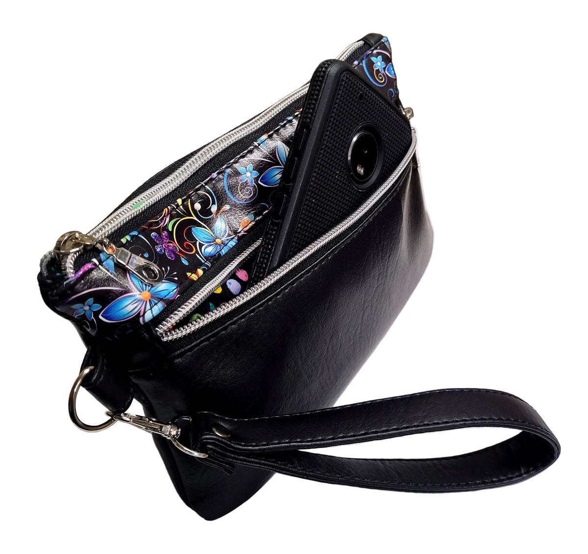 Fatkat Wristlet with front zipper pocket