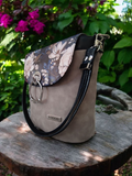 Baby Belle Handbag in gray/navy/ floral