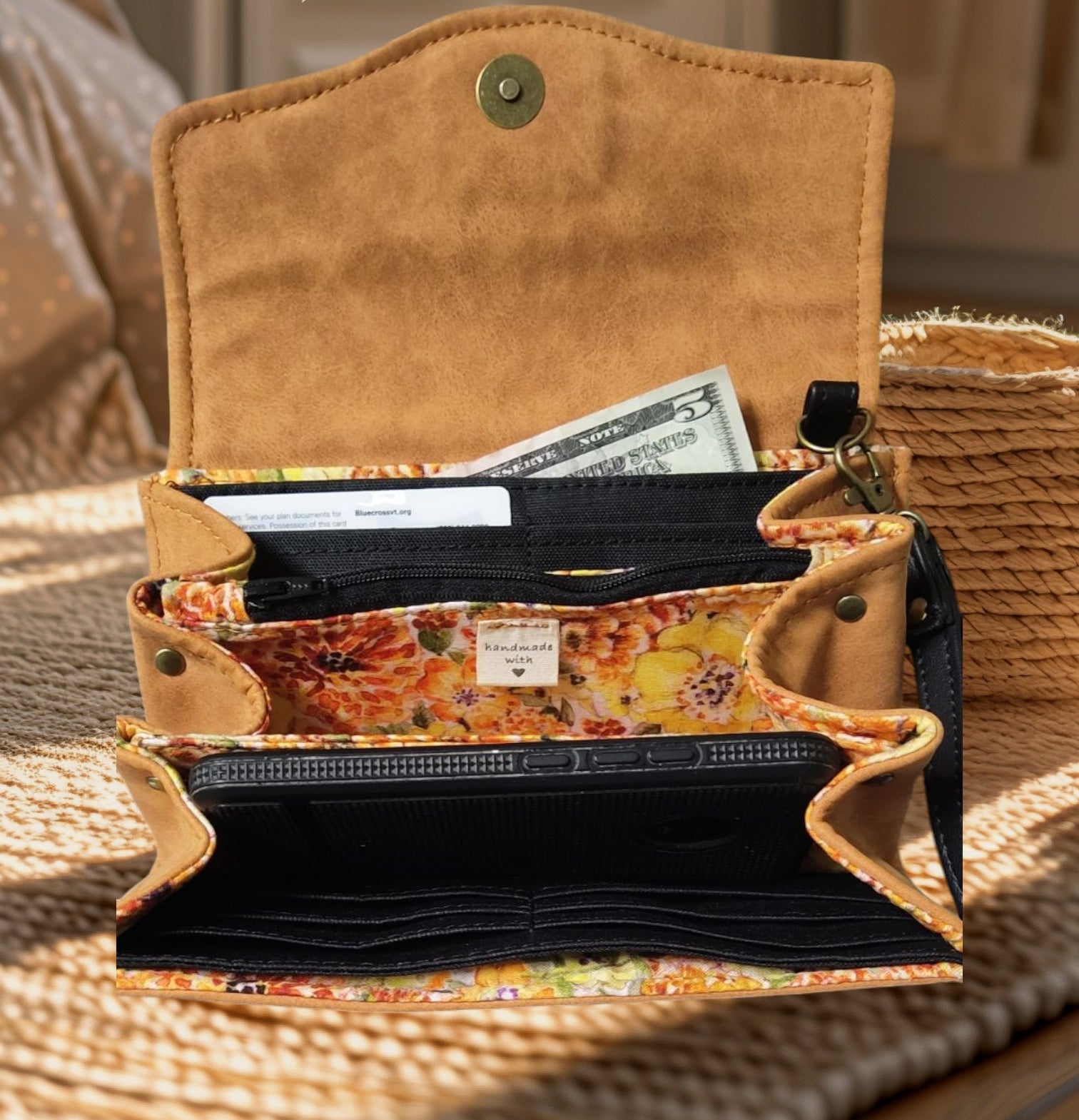 Faux Suede Necessary Clutch Wallet